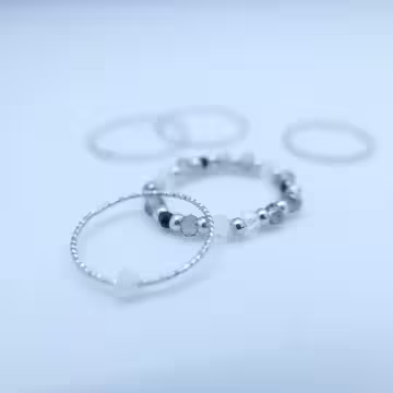 碎銀灰晶串珠×五套件戒指組×灰黑