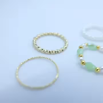 宮廷湖水綠珍珠串×四套件戒指組
