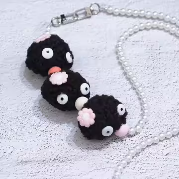 黑色煤炭球×手機斜背雙勾掛繩