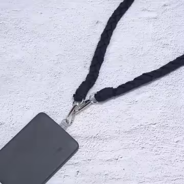 單色結辮編織×手機斜背雙勾掛繩×深藍