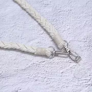 單色結辮編織×手機斜背雙勾掛繩×米色