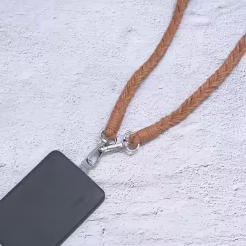 單色結辮編織×手機斜背雙勾掛繩×棕色