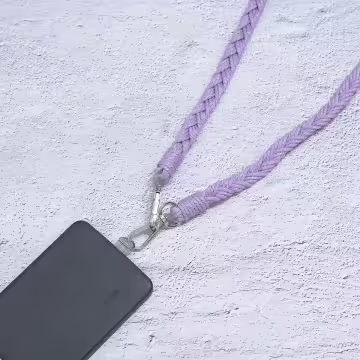 單色結辮編織×手機斜背雙勾掛繩×紫色