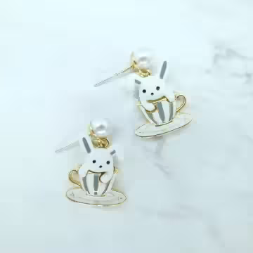 杯緣小灰兔×吊墜耳環