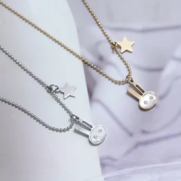 316鋼飾×小白兔星星×鎖骨項鍊×金色.avif
