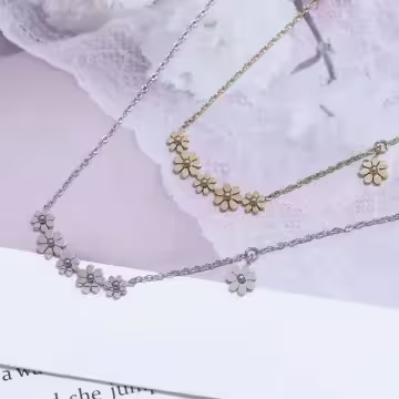316鋼飾×雛菊花環×鎖骨項鍊×銀色