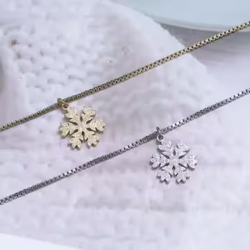 316鋼飾×雪花片×鎖骨項鍊×銀色