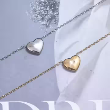 316鋼飾×愛心×鎖骨項鍊×銀色