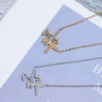 316鋼飾×小飛機×鎖骨項鍊×銀色.avif