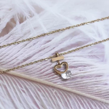 316鋼飾×心型鑽×鎖骨項鍊×金色.avif