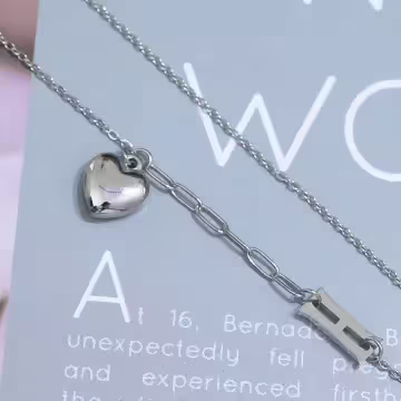 316鋼飾×H愛心×鎖骨項鍊×銀色