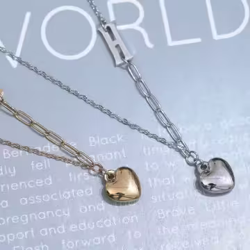 316鋼飾×H愛心×鎖骨項鍊×銀色