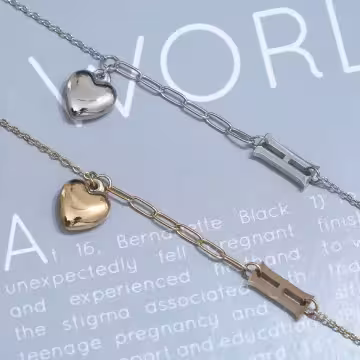 316鋼飾×H愛心×鎖骨項鍊×銀色