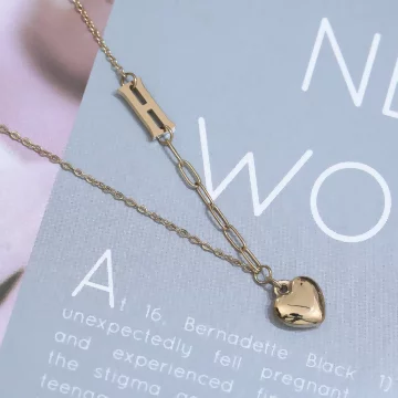 316鋼飾×愛心圓環×鎖骨項鍊×金色.avif
