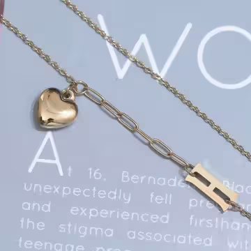 316鋼飾×H愛心×鎖骨項鍊×金色