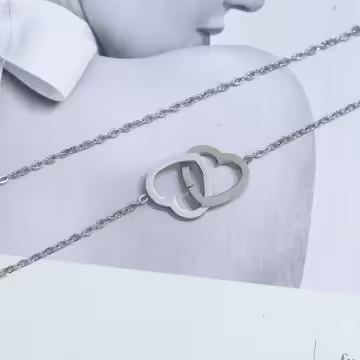 316鋼飾×心心相印×鎖骨項鍊×銀色