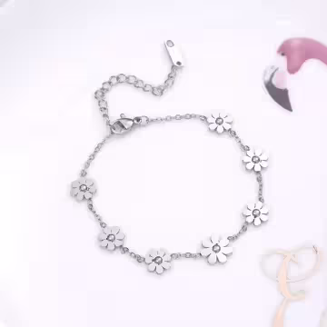 316鋼飾×小雛菊×手鍊×銀色