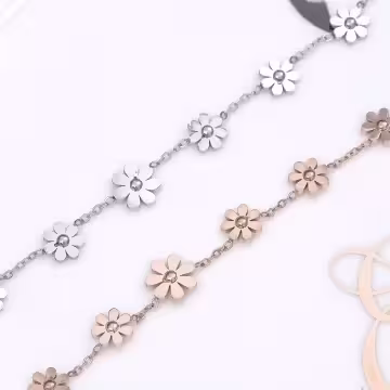 316鋼飾×小雛菊×手鍊×銀色