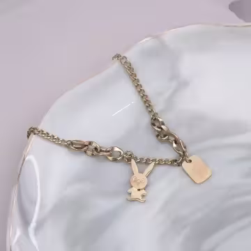 316鋼飾×兔子吊牌×手鍊×金色