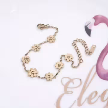 316鋼飾×小雛菊×手鍊×金色