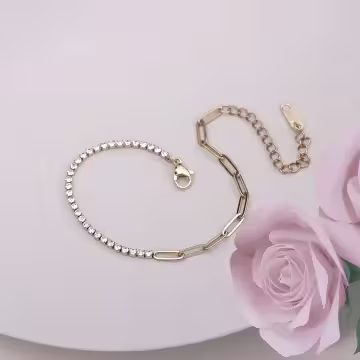 316鋼飾×晶鑽鍊條×手鍊×金色