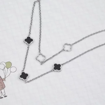 316鋼飾×雙層幸運四葉草×手鍊×銀色.avif