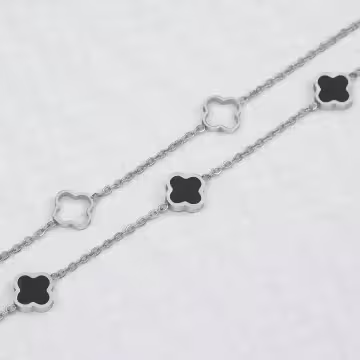 316鋼飾×雙層幸運四葉草×手鍊×銀色