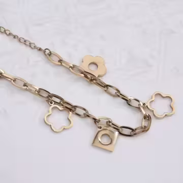 316鋼飾×小花朵 ×手鍊×金色