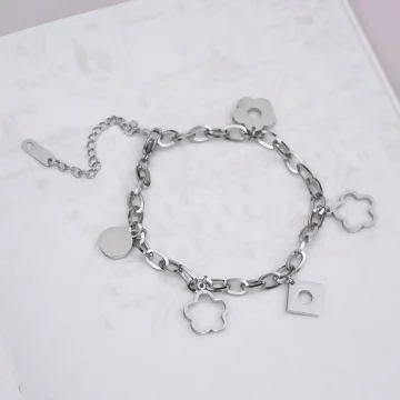316鋼飾×小花朵 ×手鍊×銀色.avif