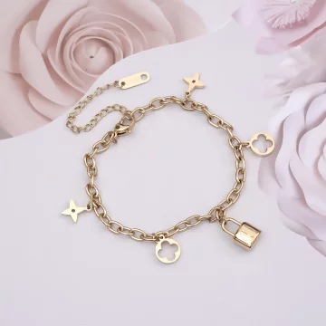 316鋼飾×心鎖印花 ×手鍊×金色.avif