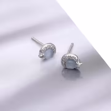 925銀針×藍暈星月×耳環