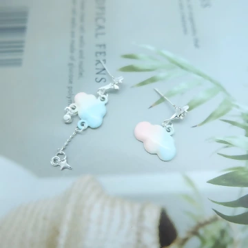 夏季渲染雲朵×不規則吊墜耳環 .avif