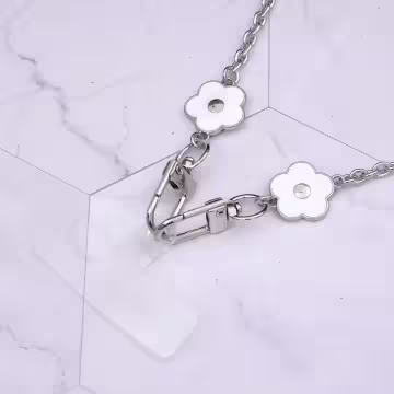 法式小花×手機斜背雙勾掛繩×白色