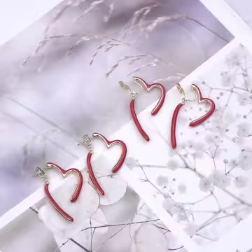 安可拉復古紅心×蚊香盤U型耳夾