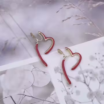 安可拉復古紅心×蚊香盤U型耳夾