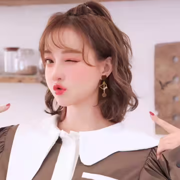 絨毛愛心小熊餅乾×不對稱蚊香盤U型耳夾