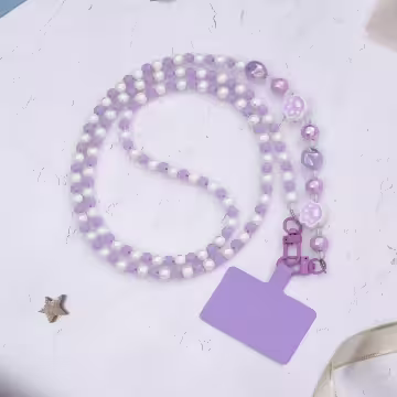 萌貓手掌糖果圓珠×手機斜背雙勾掛繩×紫色