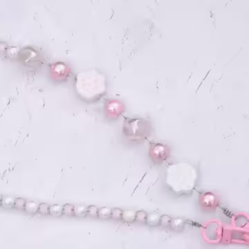 萌貓手掌糖果圓珠×手機斜背雙勾掛繩×粉紅