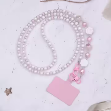 萌貓手掌糖果圓珠×手機斜背雙勾掛繩×粉紅