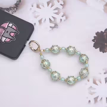 爆裂星彩珠×手機腕帶掛繩×藍色