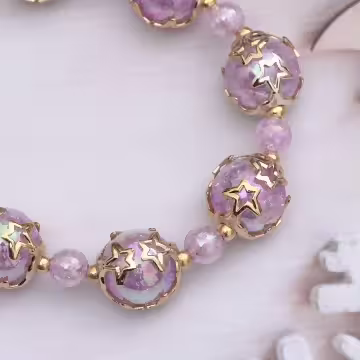 爆裂星彩珠×手機腕帶掛繩×紫色