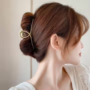 金屬波紋麻花×鯊魚夾×金色