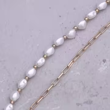 白色愛心雙層鍊條×手機腕帶掛繩