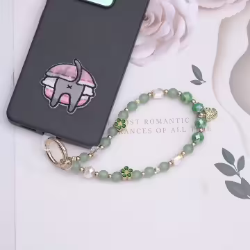 碧綠蝴蝶小花朵×手機腕帶掛繩
