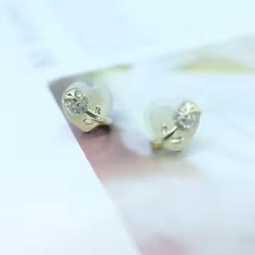 愛心貓眼石鑲花×耳環