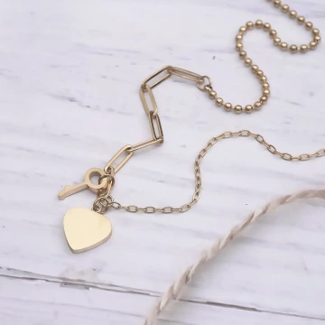 316鋼飾×心心相印×鎖骨項鍊×金色.avif