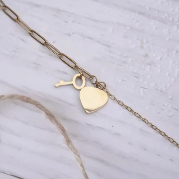 316鋼飾×心心相印×鎖骨項鍊×金色.avif