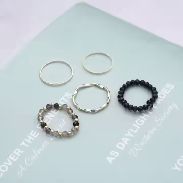 民族風復古雙串珠×五套件戒指組×金色