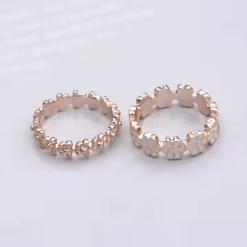 甜美粉紅花朵×五套件戒指組×金色