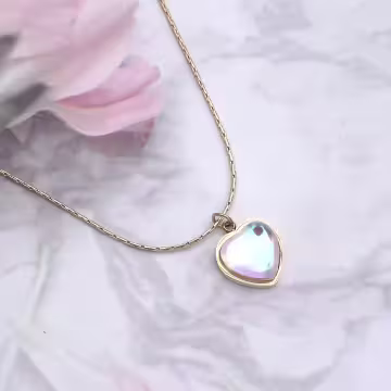 316鋼飾×月光愛心×鎖骨項鍊×金色